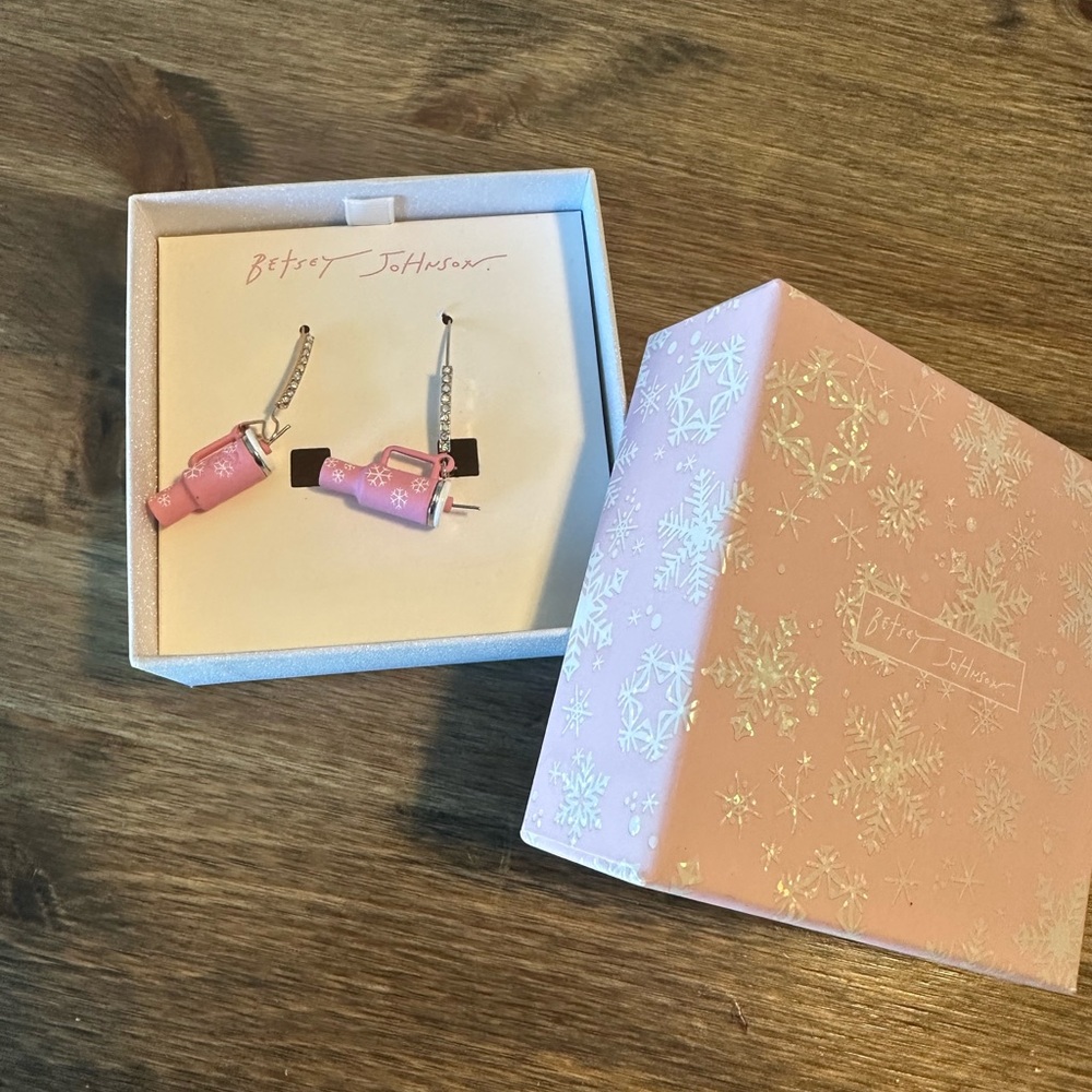 Betsey Johnson Pink Tumbler Earrings